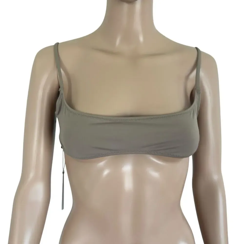 SKIMS Recycled Swim Micro Scoop Bikini Top Taupe Desert Resort XS New W  Defect